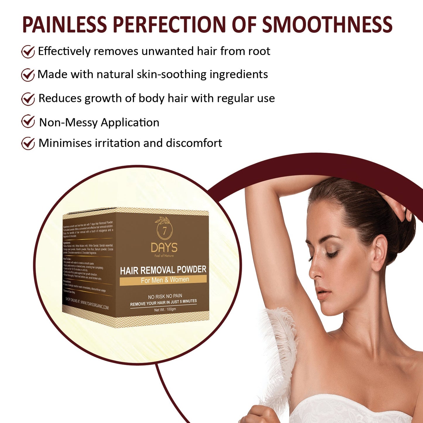 7Days Organic Pure Hair Remover For Women - 100 gms