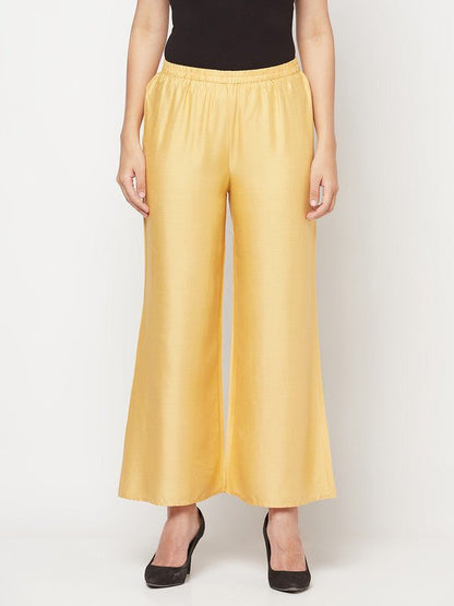 Aniyah Rayon Flared Slip-On Golden-Beige Palazzo