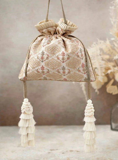 Poly silk Embroidered Wedding Potli Bag