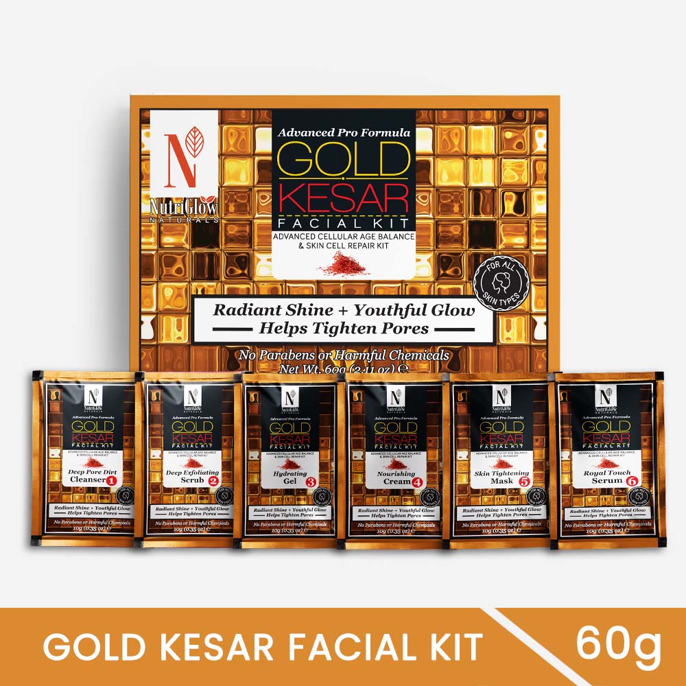 NutriGlow NATURAL'S Advanced Pro Formula Gold Kesar Facial Kit - 60 gms