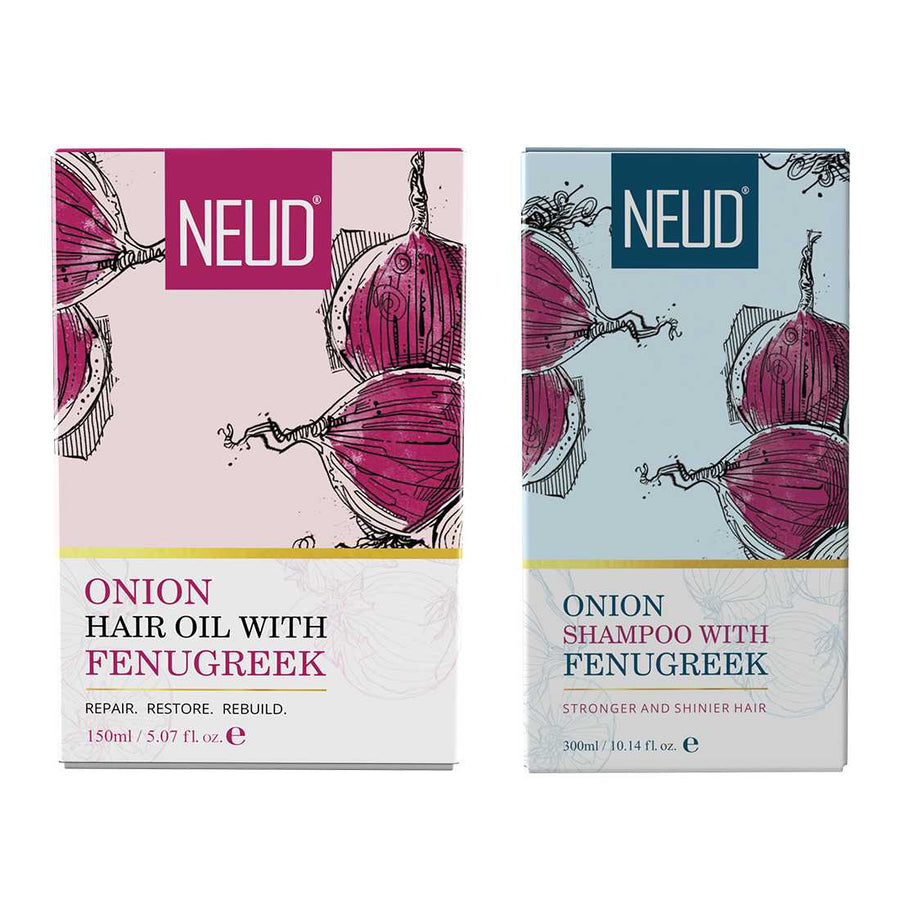 Neud Onion Hair Oil and Shampoo With Fenugreek for Men & Women Combo