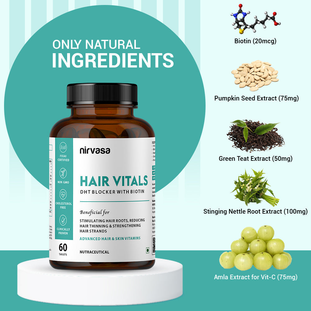Nirvasa Anti Hairfall Shampoo and Hair Vitals Tablets Combo