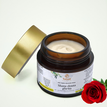 Tatsat Shata Dhauta Ghrita -100 Times Washed Desi Cow A2 Ghee moisturizing cream. Anti-Aging, Deep Nourishing & Skin Smoothing