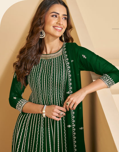 Anaita D Green Faux Georgette Stitched Plazzo Suit with Sequence Work