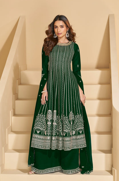Anaita D Green Faux Georgette Stitched Plazzo Suit with Sequence Work