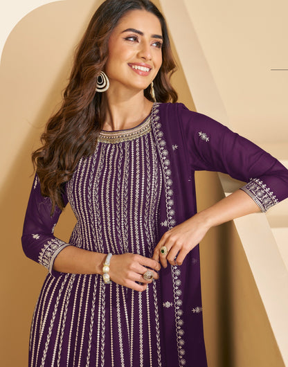 Anaita Violet Faux Georgette Stitched Plazzo Suit with Sequence Work
