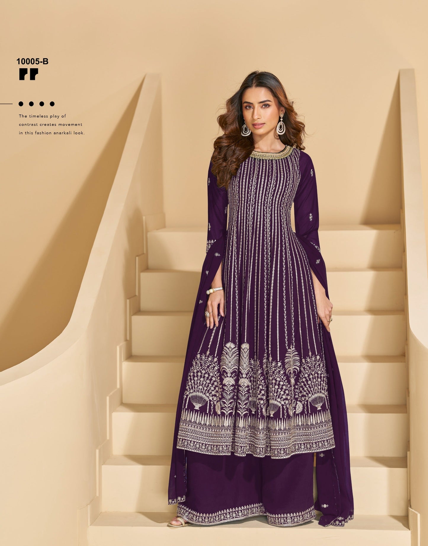 Anaita Violet Faux Georgette Stitched Plazzo Suit with Sequence Work