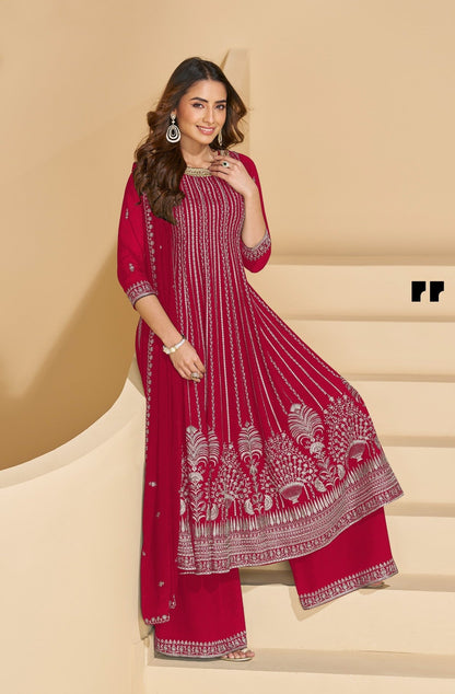 Anaita D Pink Faux Georgette Stitched Plazzo Suit with Sequence Work