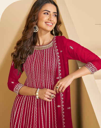 Anaita D Pink Faux Georgette Stitched Plazzo Suit with Sequence Work