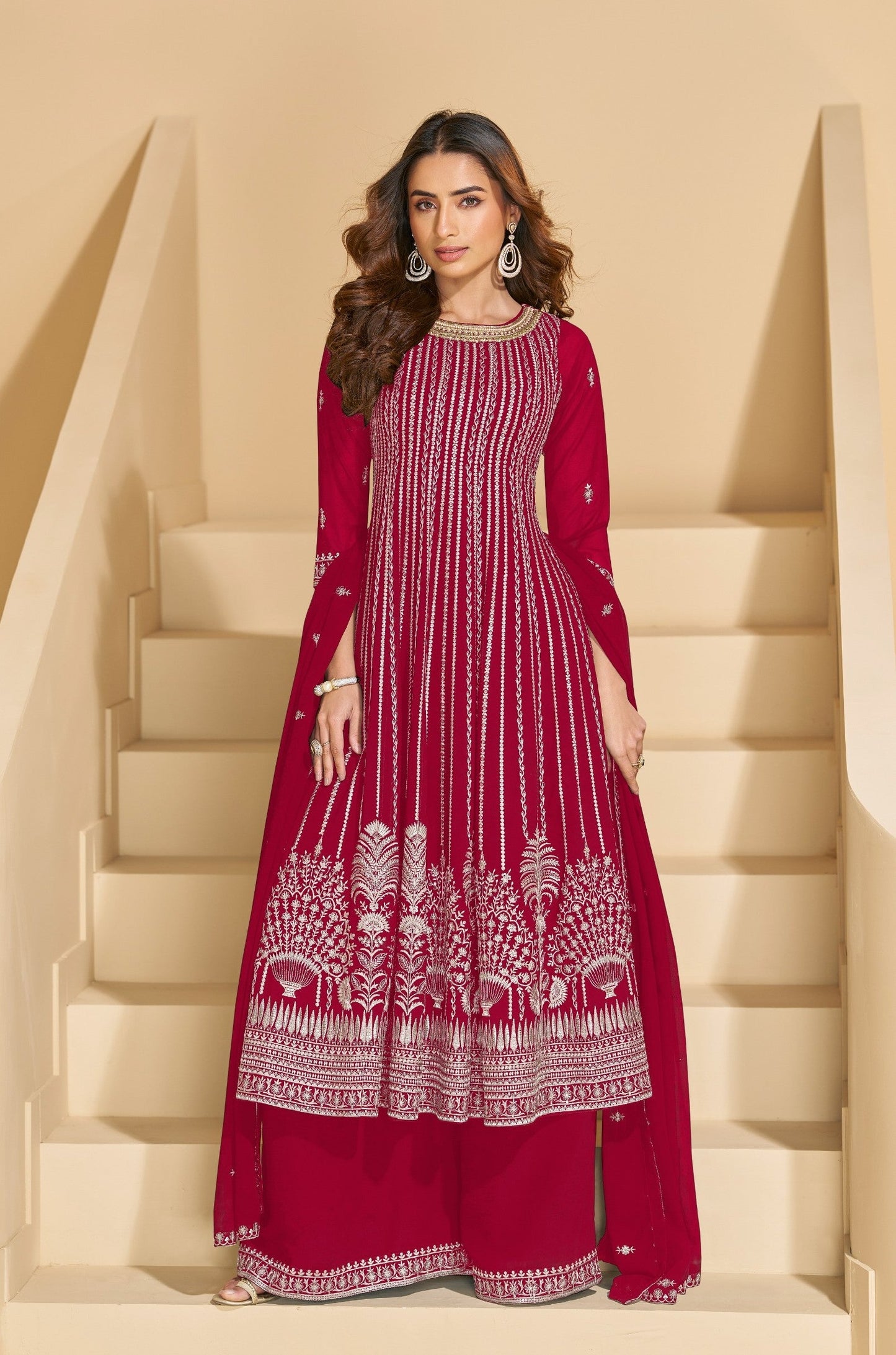 Anaita D Pink Faux Georgette Stitched Plazzo Suit with Sequence Work