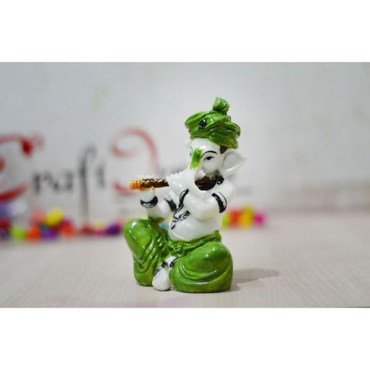 Ecraftindia Synthetic Fiber Lord Ganesha Statue | Green
