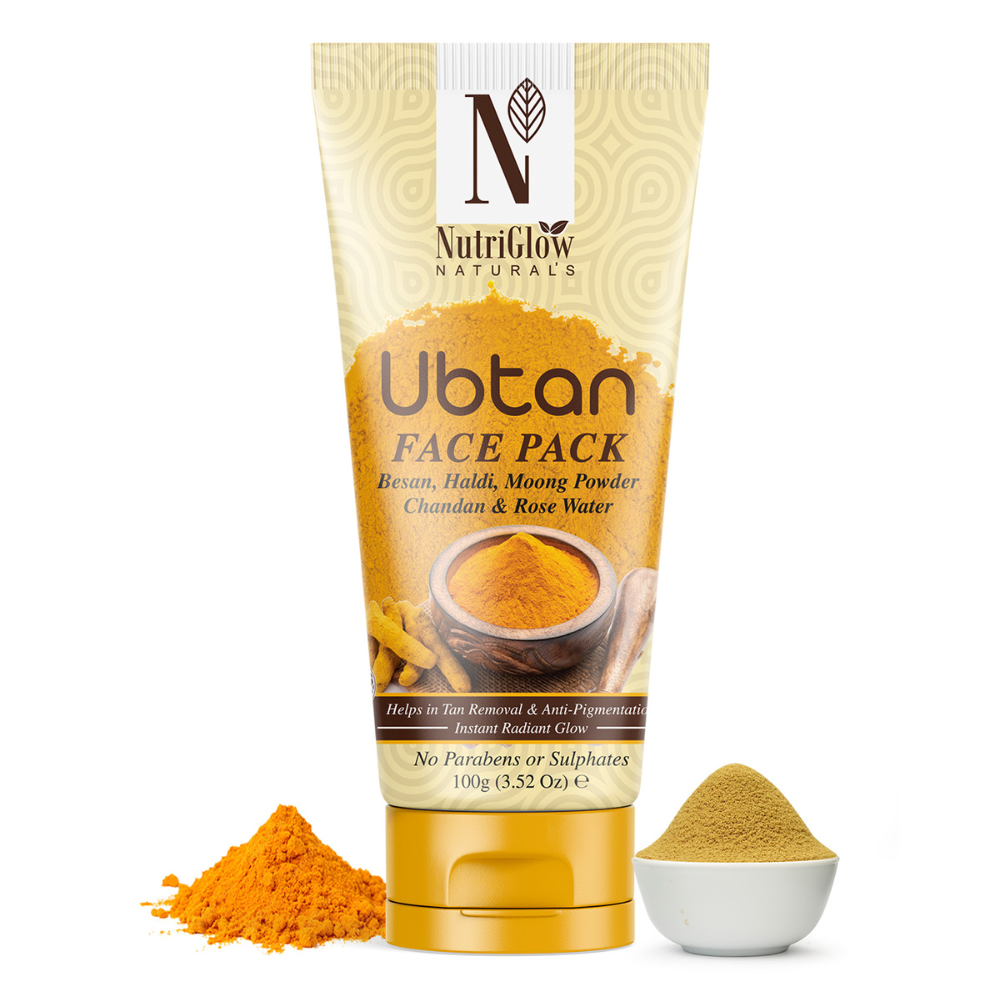 NutriGlow NATURAL'S Ubtan Face & Body Pack with Haldi & Chandan - 100 gms