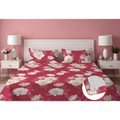 Dreamlet Presents Luxurious Supersoft Cotton Feel 210tc King Size Elastic Fitted Double Bedsheets With 2 Pillow Covers | Red