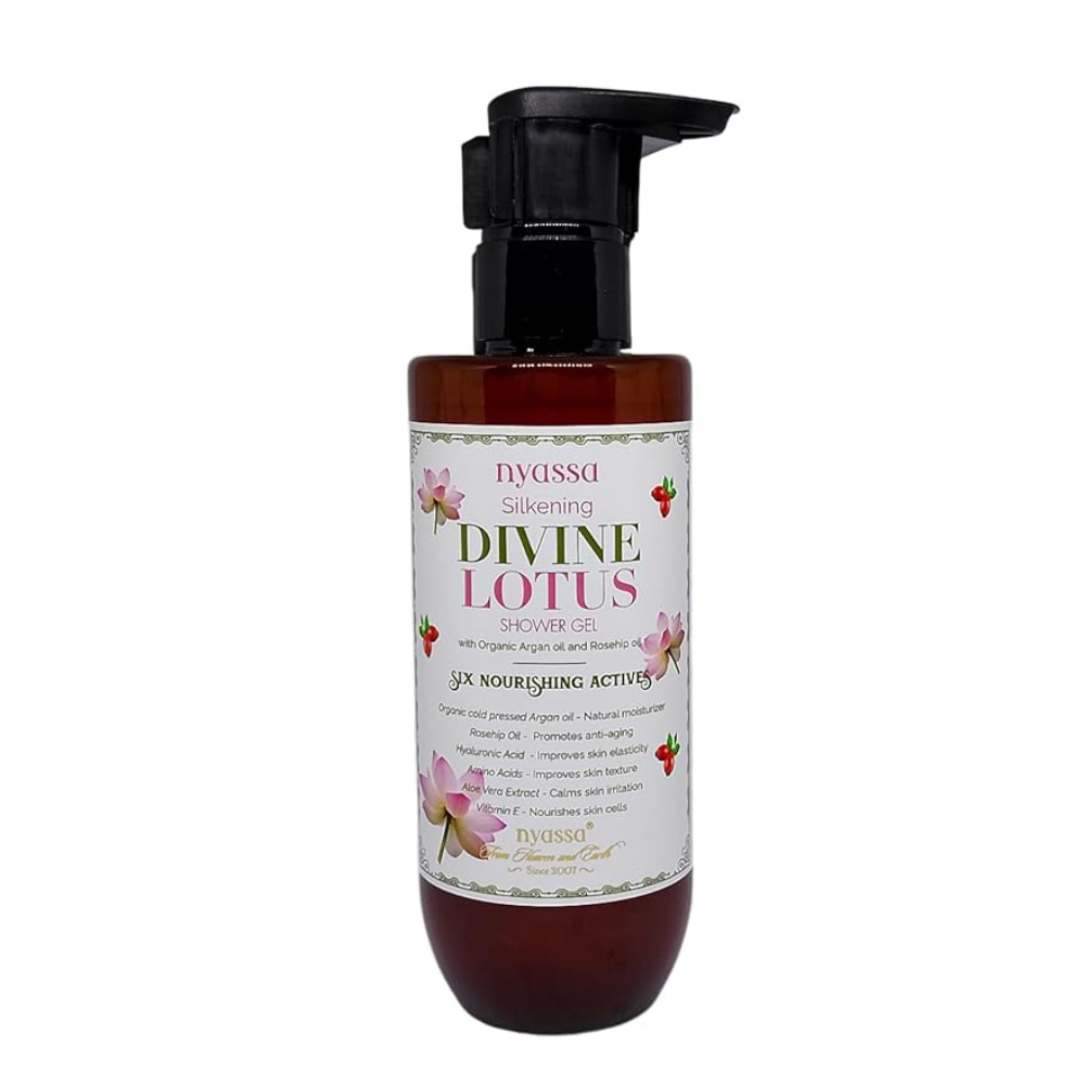 Nyassa Silkening Divine Lotus Shower Gel With 6 Nourishing Actives - 210 Ml | Floral Fragrance Body Wash