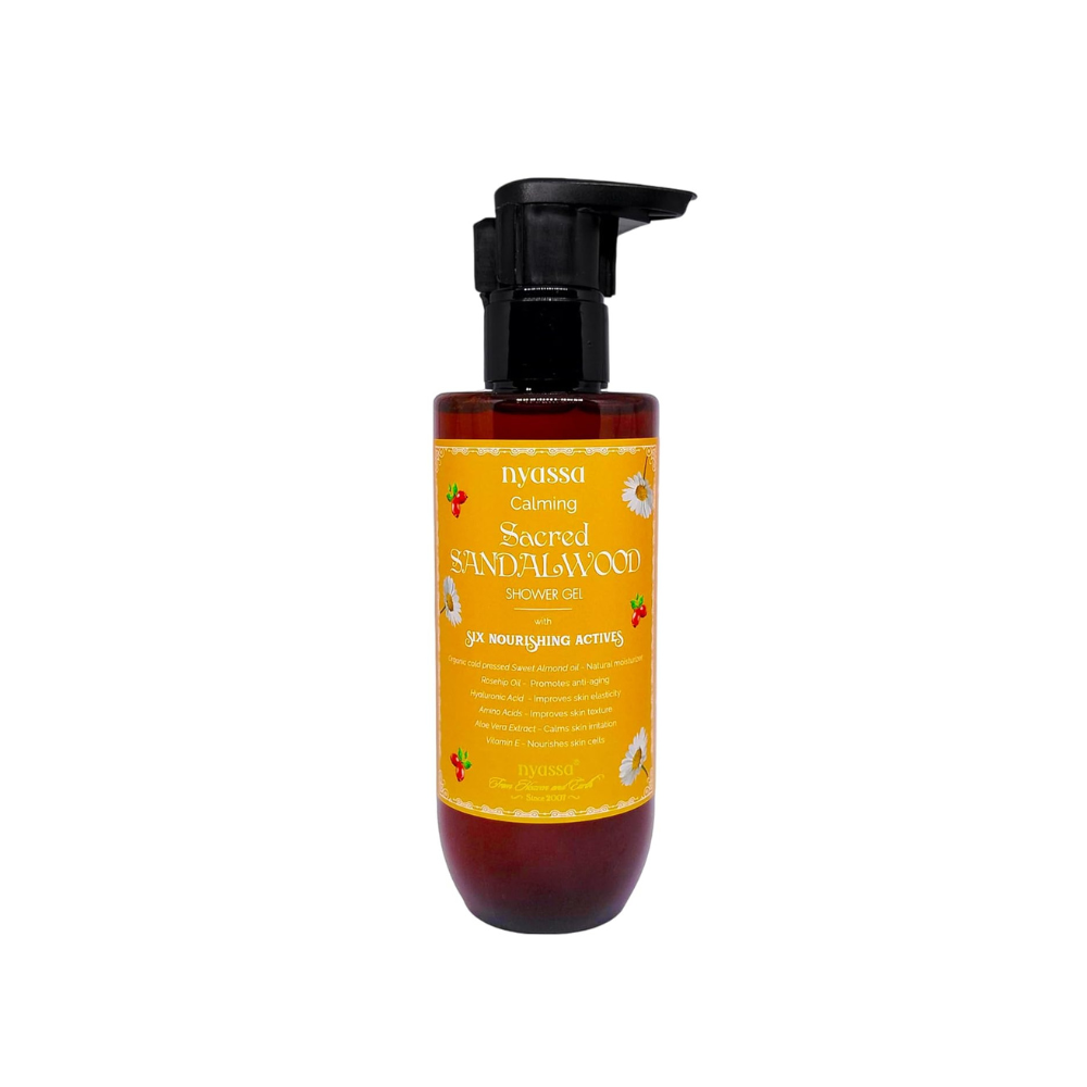 Nyassa Calming Sacred Sandalwood Shower Gel With 6 Nourishing Actives - 210 Ml| Natural Woody Fragrance Body Wash