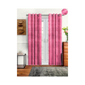 Cortina 2 Piece Solid Design Panel Eyelet Velvet Door Curtains | 7 Feet | Pink