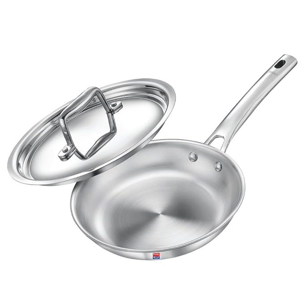 Prestige 20cm/1.0l Tri-ply Splendid Fry Pan With Stainless Steel Lid | Gas and Induction