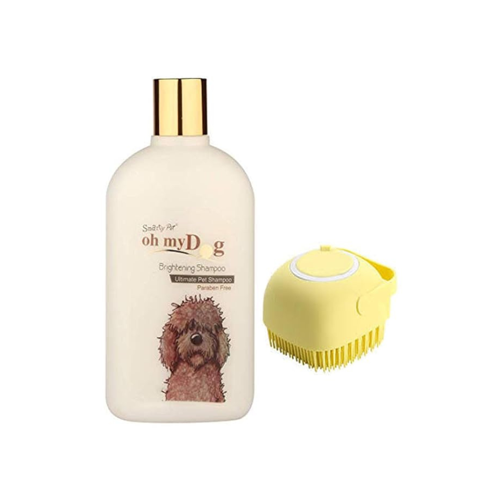 Pet Needs Oh My Dog Brightening Ultimate Dog Shampoo With Mini Soft Silicone Dog Shampoo Dispenser Brush | 1000 Ml