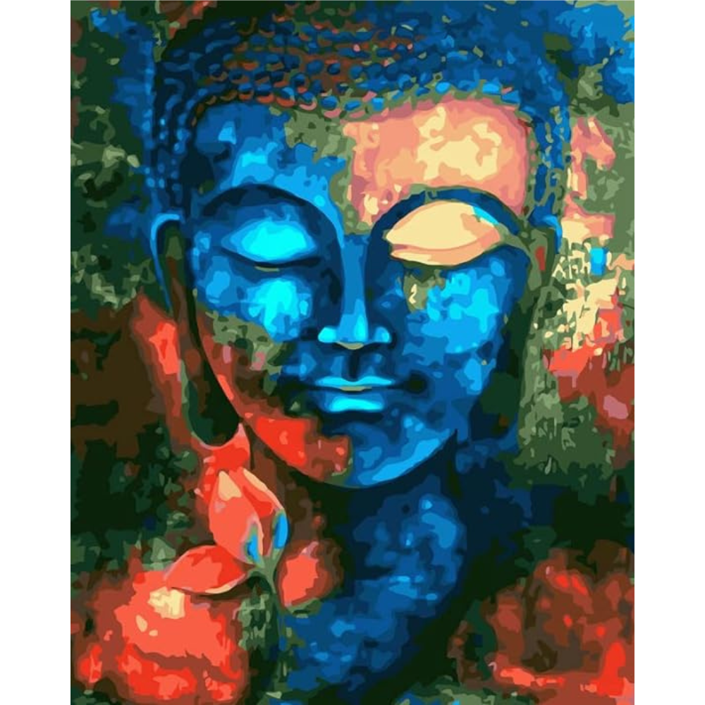 Tulip N Turtle Buddha Diy Acrylic Paint by Number Kit for Adults Beginner Canvas Painting by Number Acrylic Painting