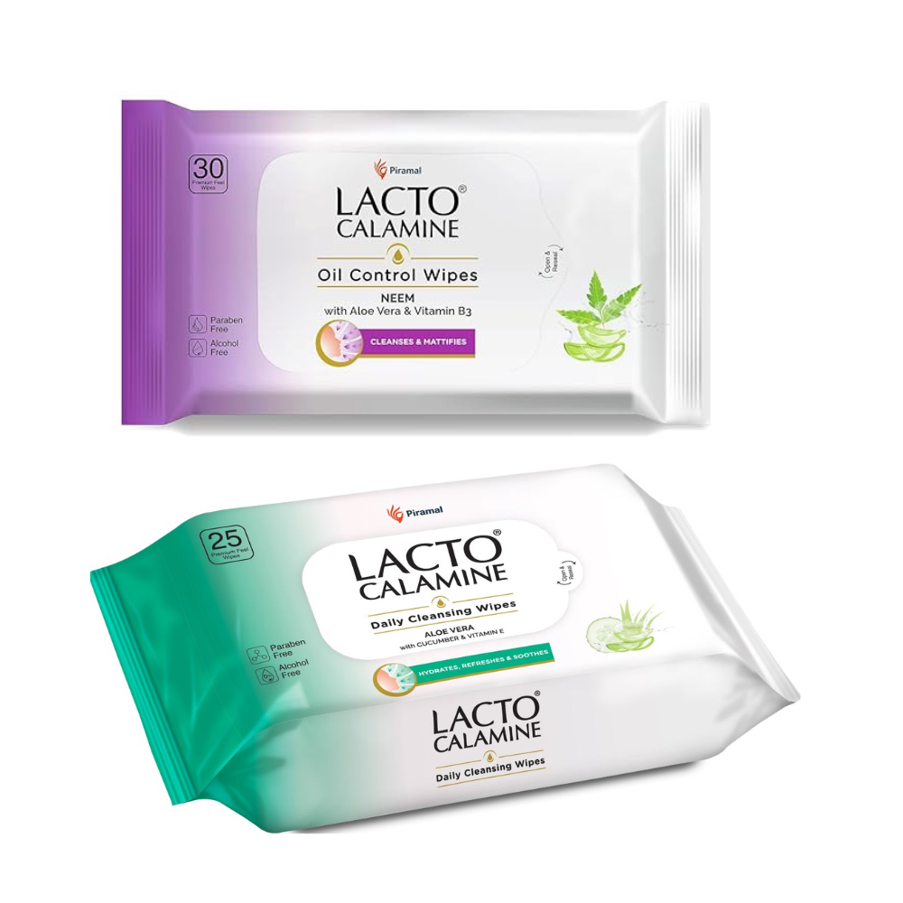 Lacto Calamine Oil Control Face Wipes & Daily Cleansing Face Wipes Combo