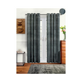 Cortina 2 Piece Solid Design Panel Eyelet Velvet Door Curtains | 7 Feet | Grey