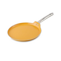 Salford Forged Ceramic Non-stick Tava With Tubular Ss Handle | Induction & Gas Ready | Mustard Yellow - 280mm