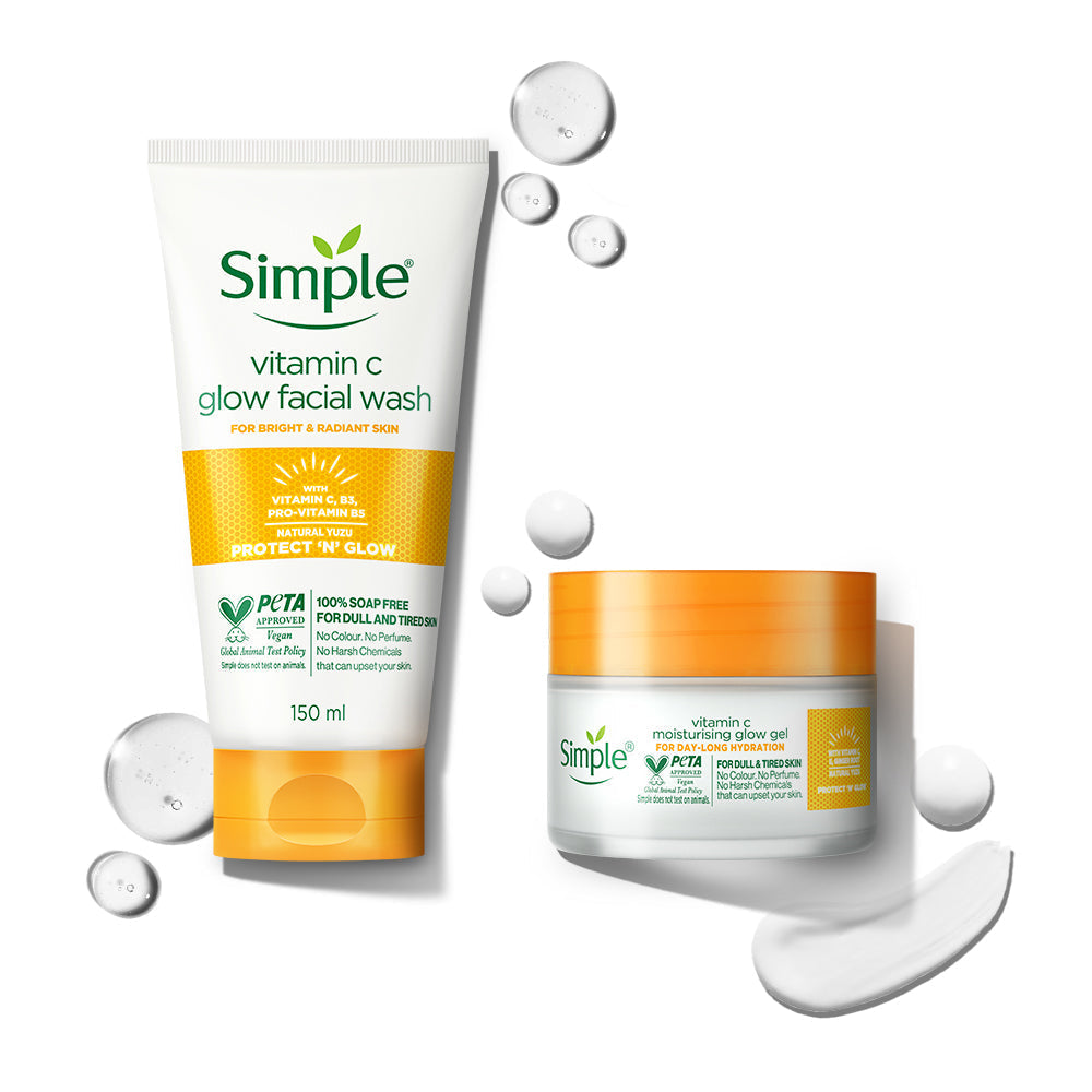 Simple Skincare Vitamin C Glow Facial Wash + Moisturising Gel Combo