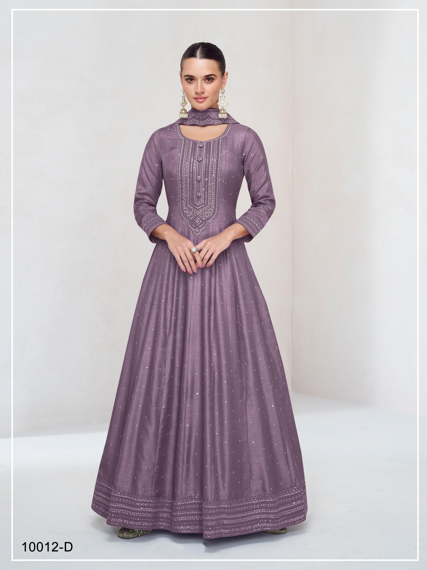 Anaita Lavender Embroidered Vichitra Silk Stitched Anarkali Suit