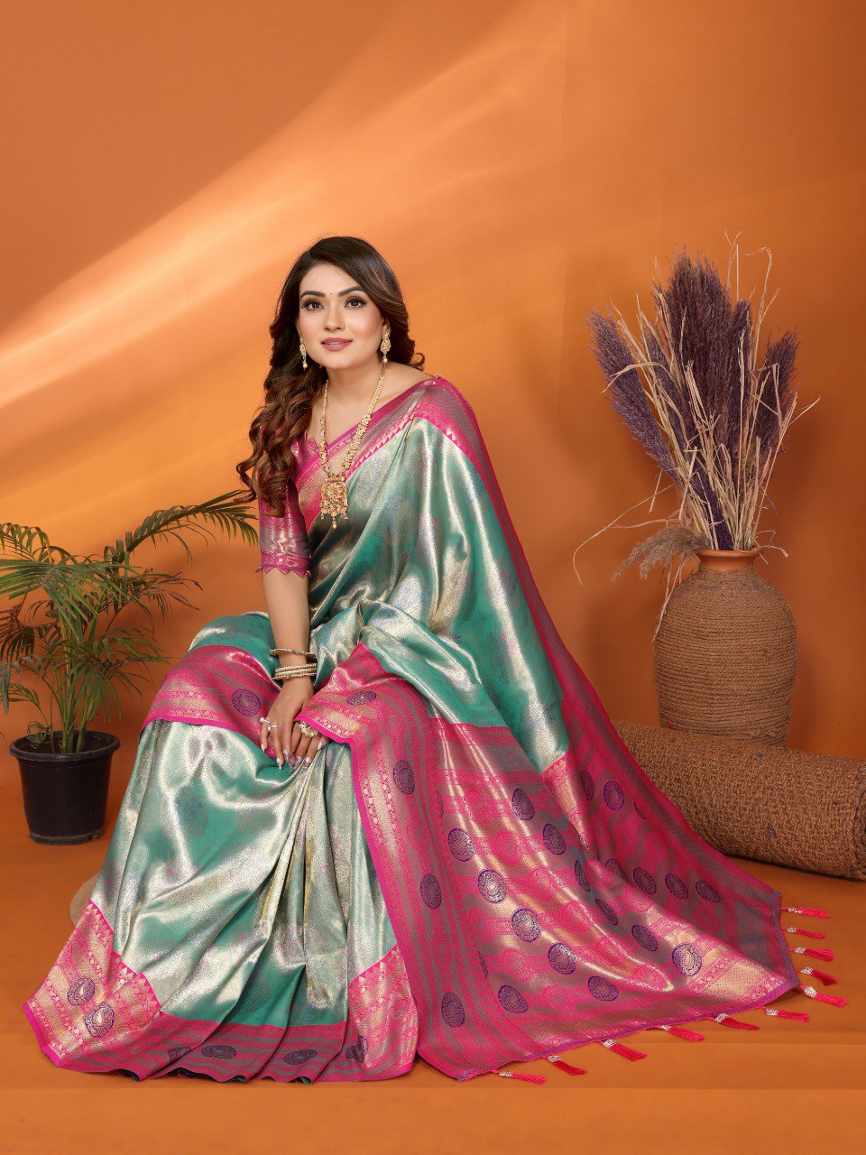 Anaita Sky Blue Banarasi Tissue Silk Saree With Weaving Work