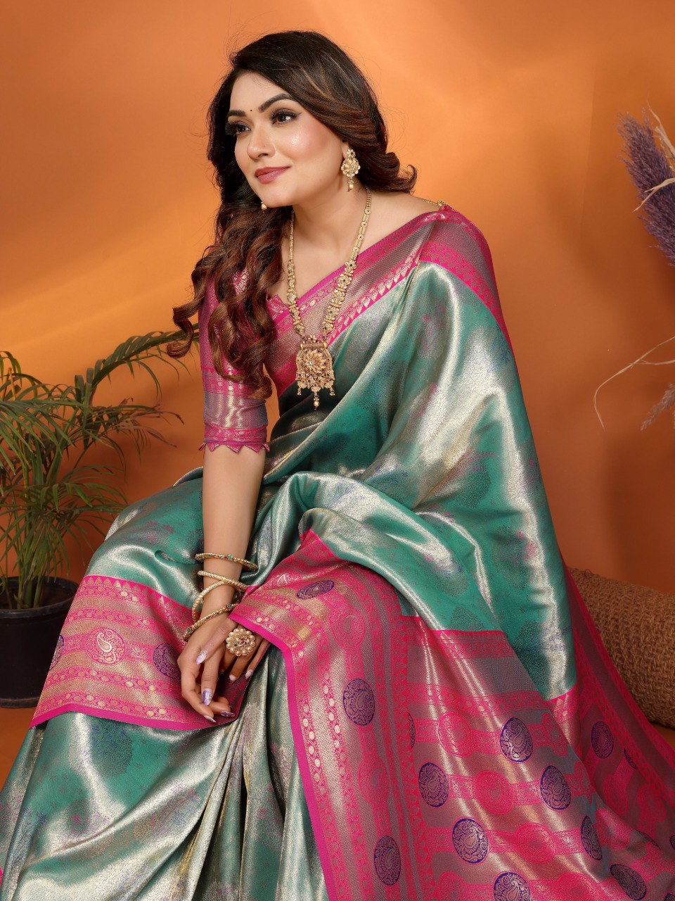 Anaita Sky Blue Banarasi Tissue Silk Saree With Weaving Work
