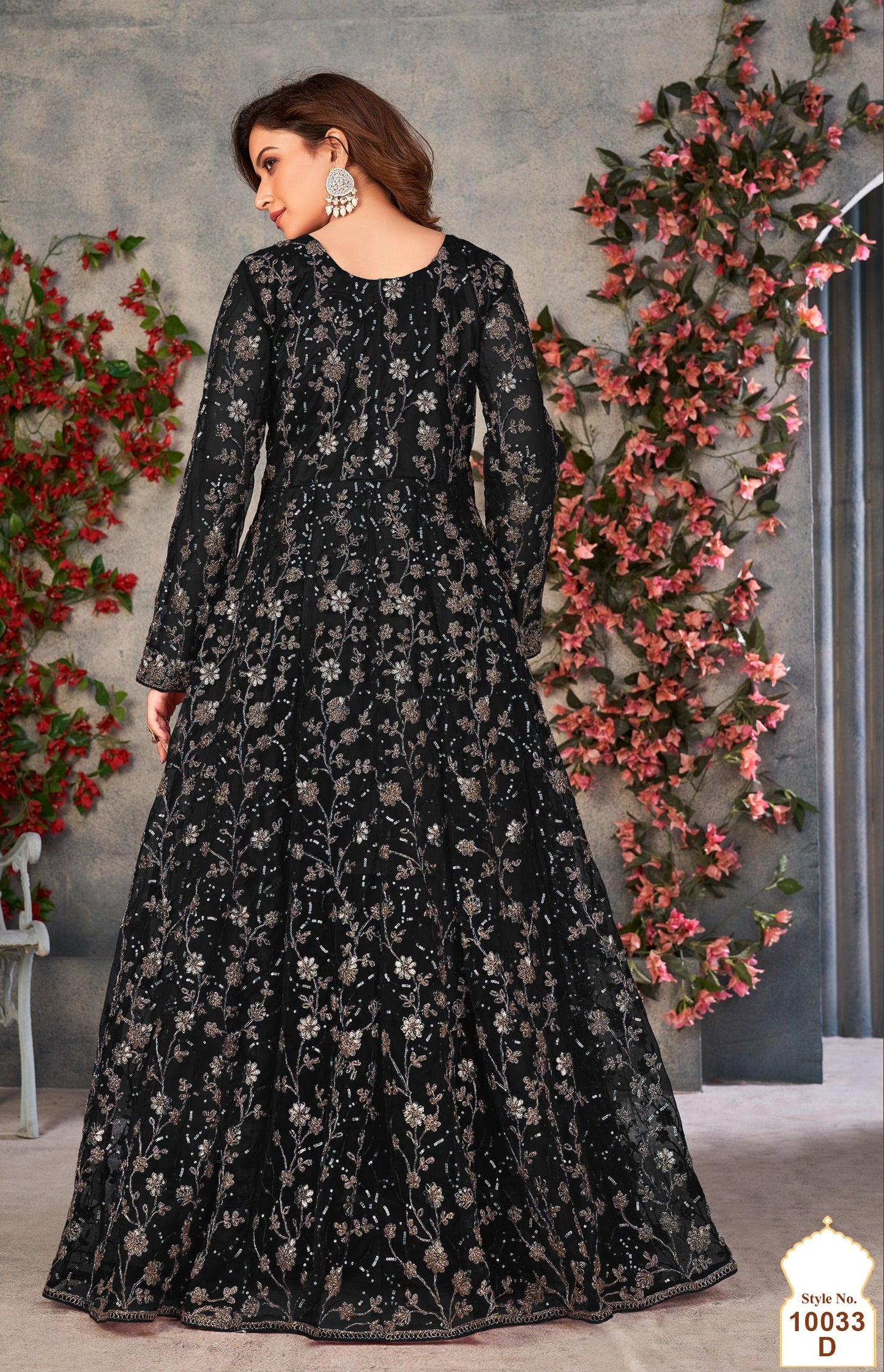 Anaita Black Embroidered Butterfly Net Anarkali Suit