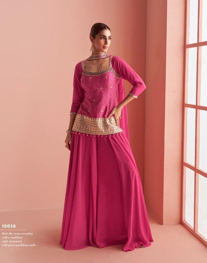 Anaita Pink Chinon Stitched Suit With Embroidery Work