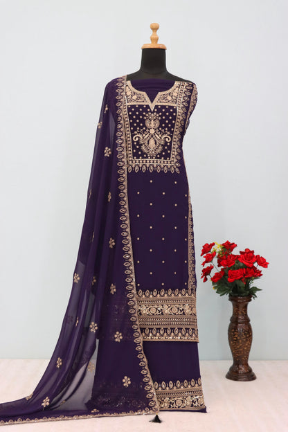 Anaita Purple Premium Embroidered Georgette Salwar Suit