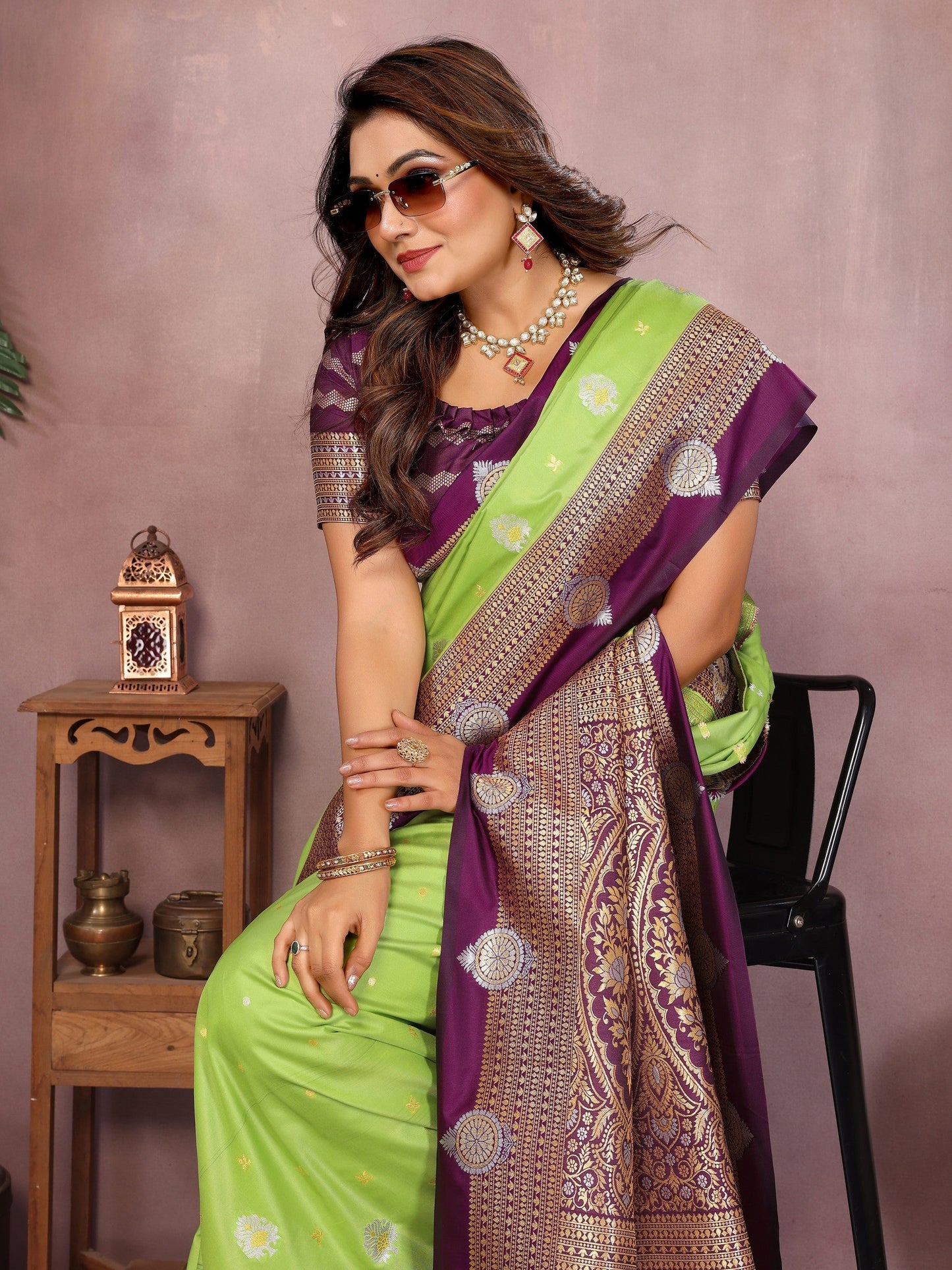 Anaita Parrot Handloom Kalamkari Silk Saree With Zari Woven Work