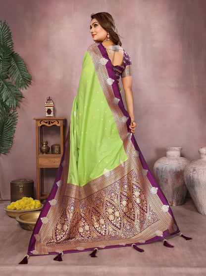 Anaita Parrot Handloom Kalamkari Silk Saree With Zari Woven Work