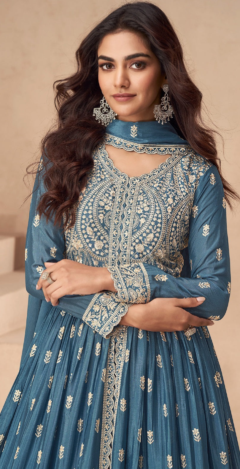 Anaita Teal Chinon With Sequence Embroidery Salwar Suit