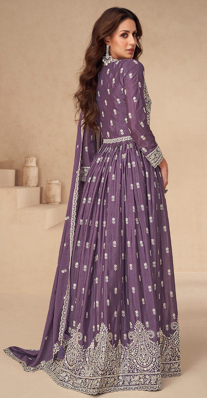 Anaita Dark Purple Chinon With Sequence Embroidery Salwar Suit