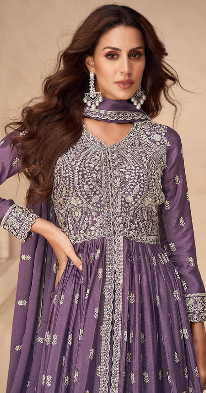 Anaita Dark Purple Chinon With Sequence Embroidery Salwar Suit