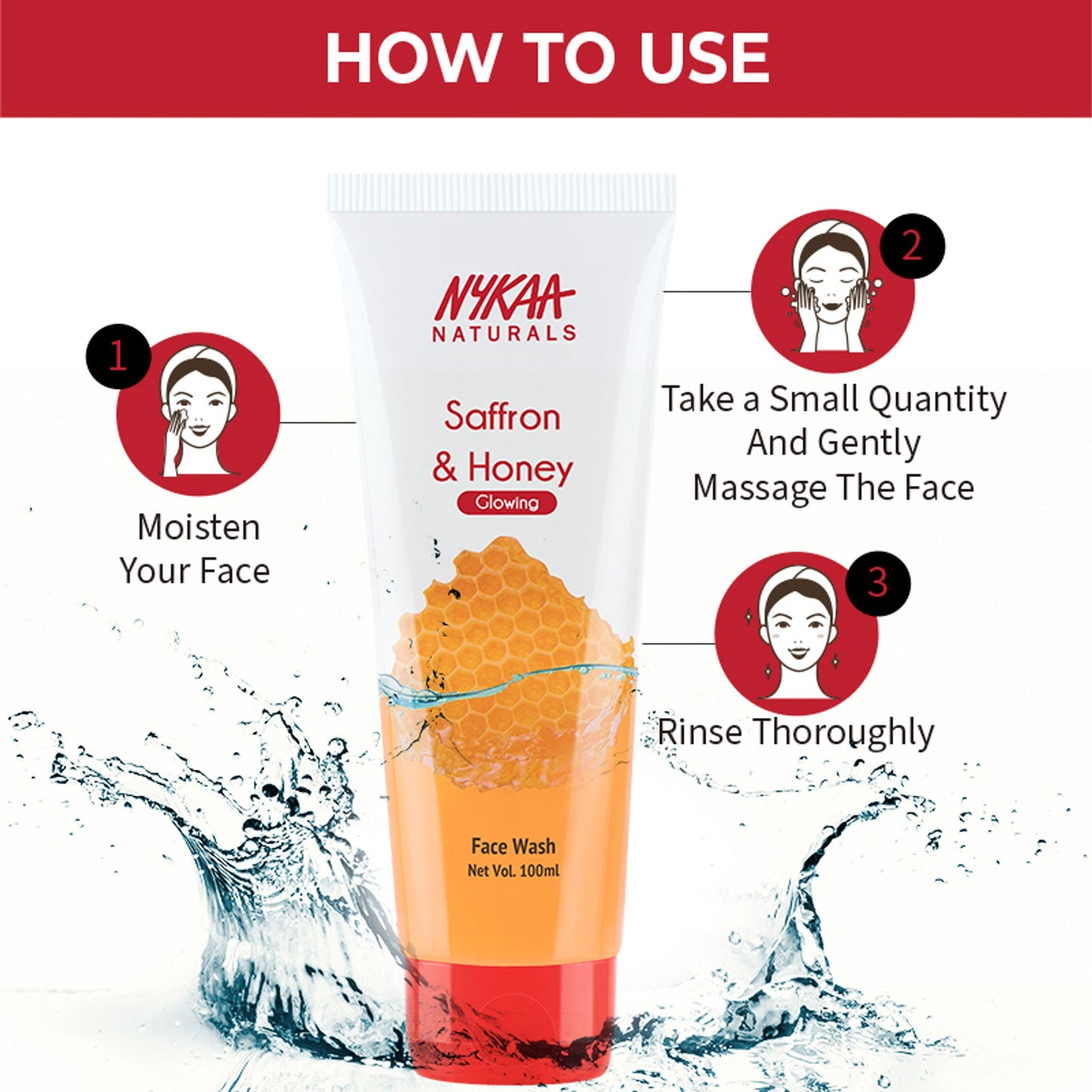 Nykaa Anti-Acne Face Wash With Salicylic Acid, Tea Tree & Neem - For Oily & Acne Prone Skin - Saffron Honey