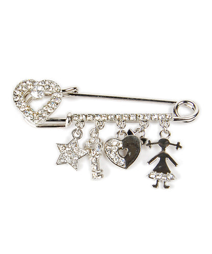 Rhodium-Plated Alloy Designer Stylish Brooch Pin - The Pari