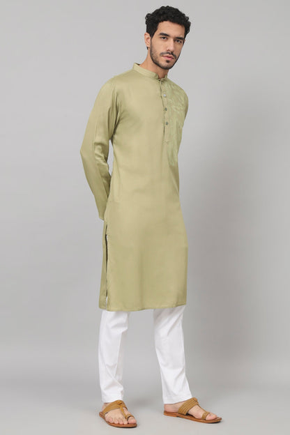 Leafy Embroidered Cotton Kurta by Hilo Design