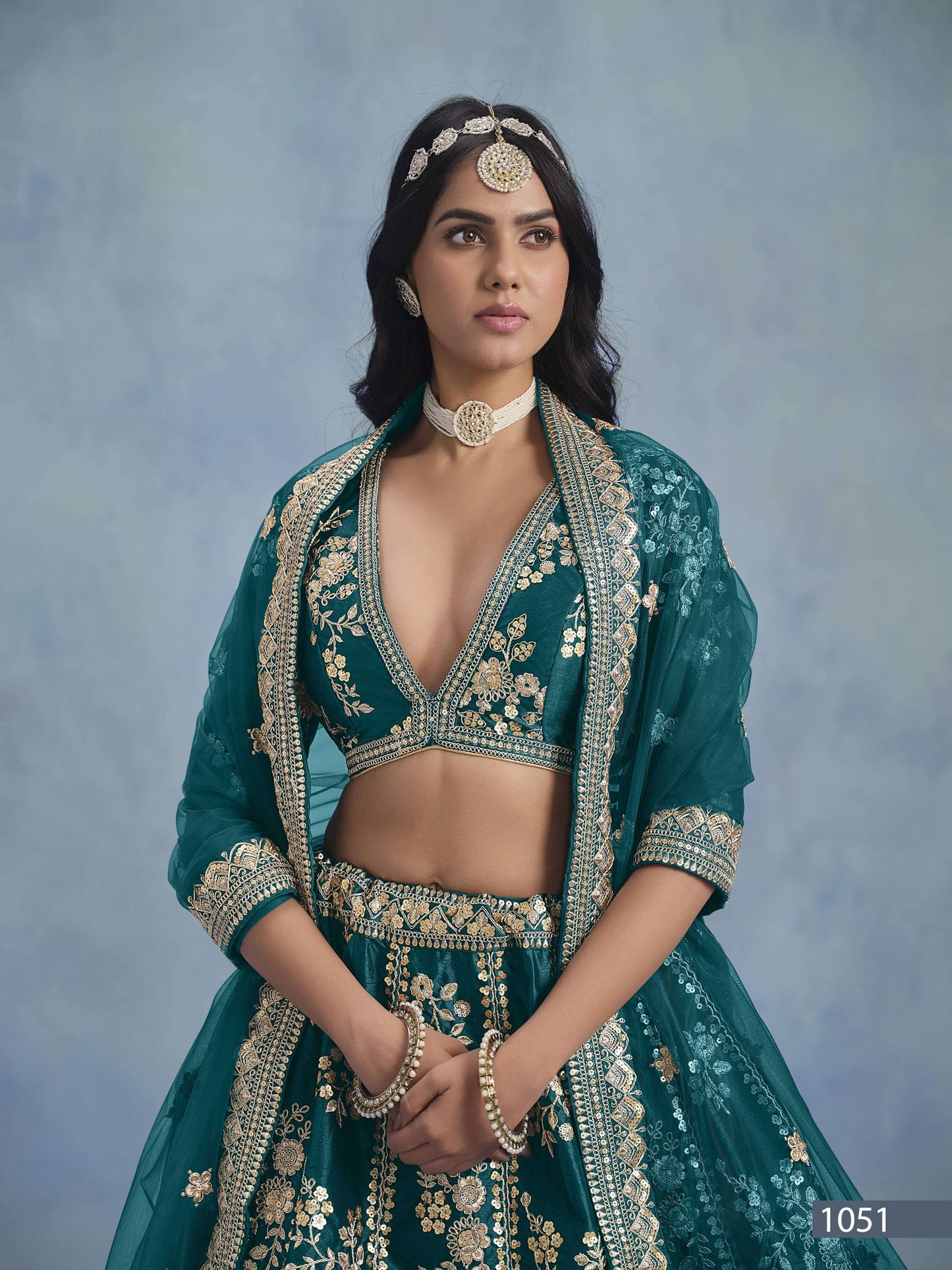 Anaita Teal Embroidered Heavy Art Silk Designer Lehenga With Blouse