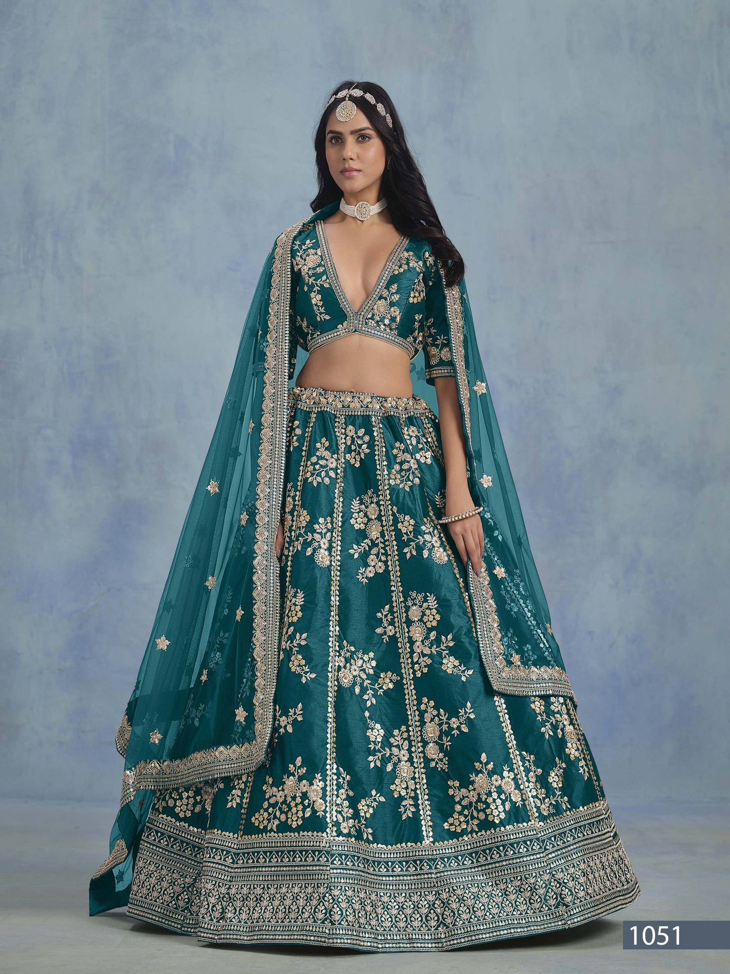 Anaita Teal Embroidered Heavy Art Silk Designer Lehenga With Blouse