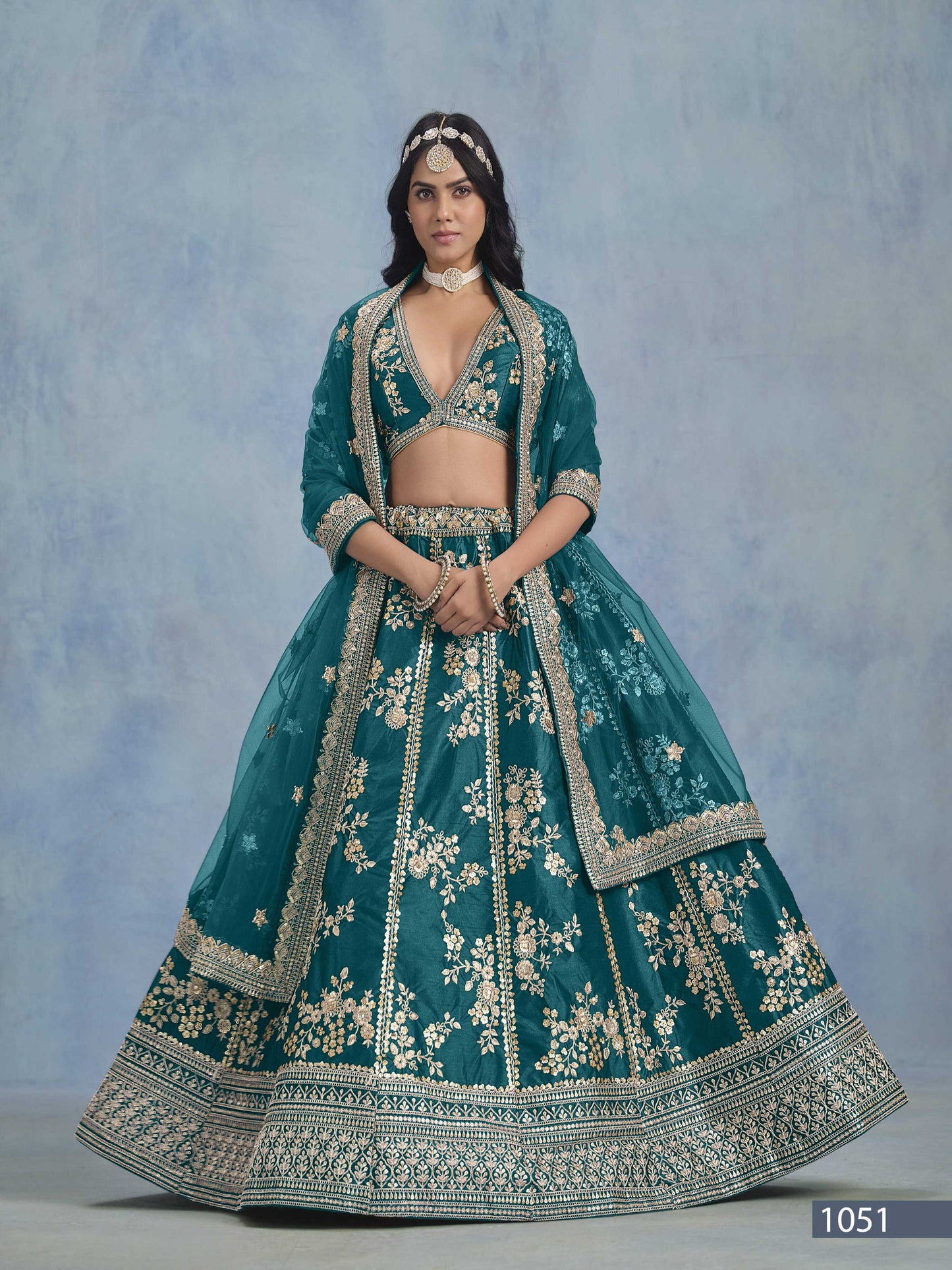 Anaita Teal Embroidered Heavy Art Silk Designer Lehenga With Blouse