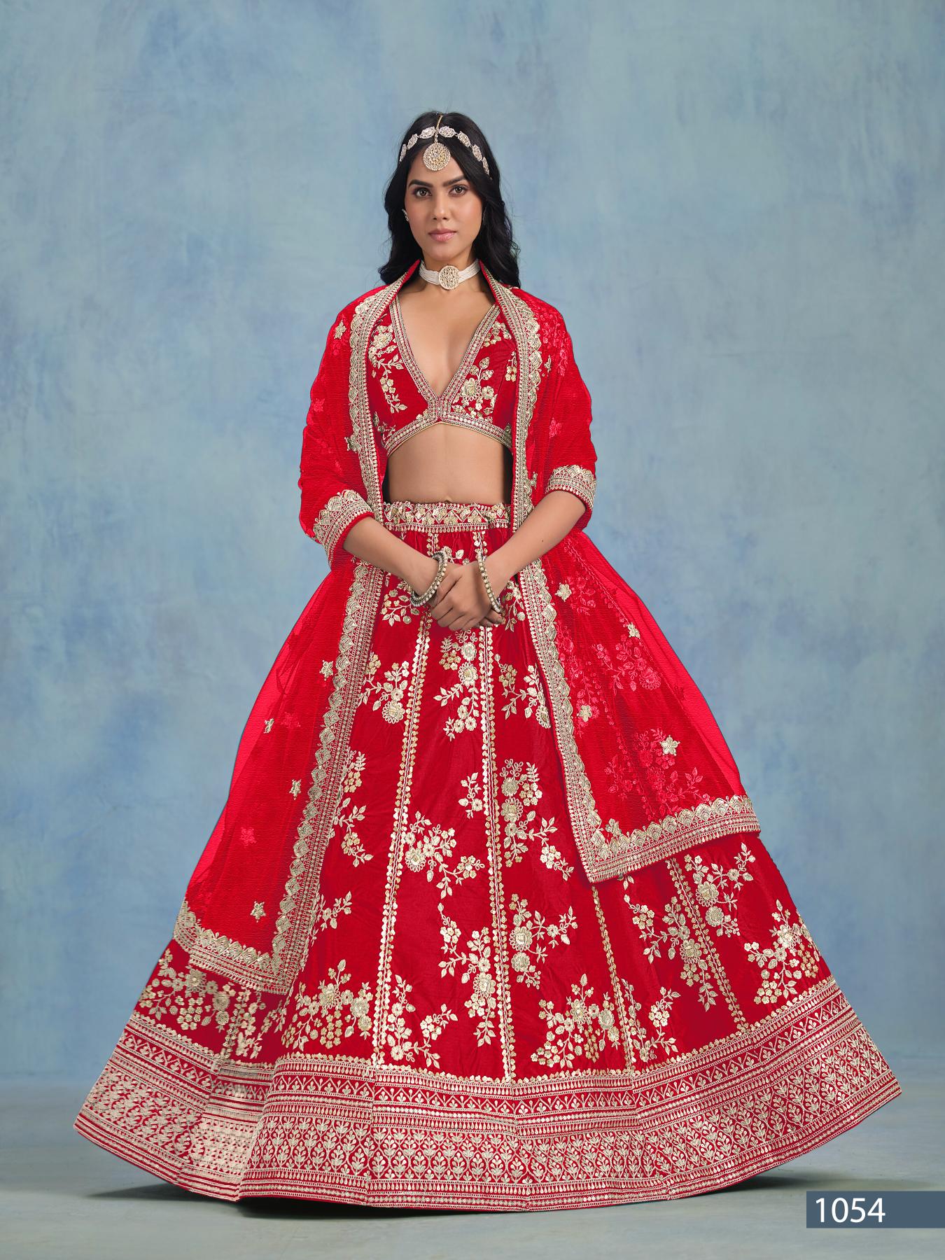 Anaita Red Embroidered Heavy Art Silk Designer Lehenga With Blouse