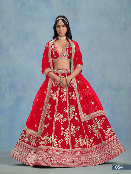 Anaita Red Embroidered Heavy Art Silk Designer Lehenga With Blouse