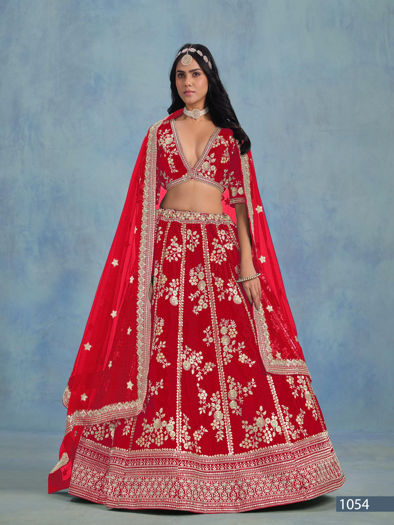 Anaita Red Embroidered Heavy Art Silk Designer Lehenga With Blouse