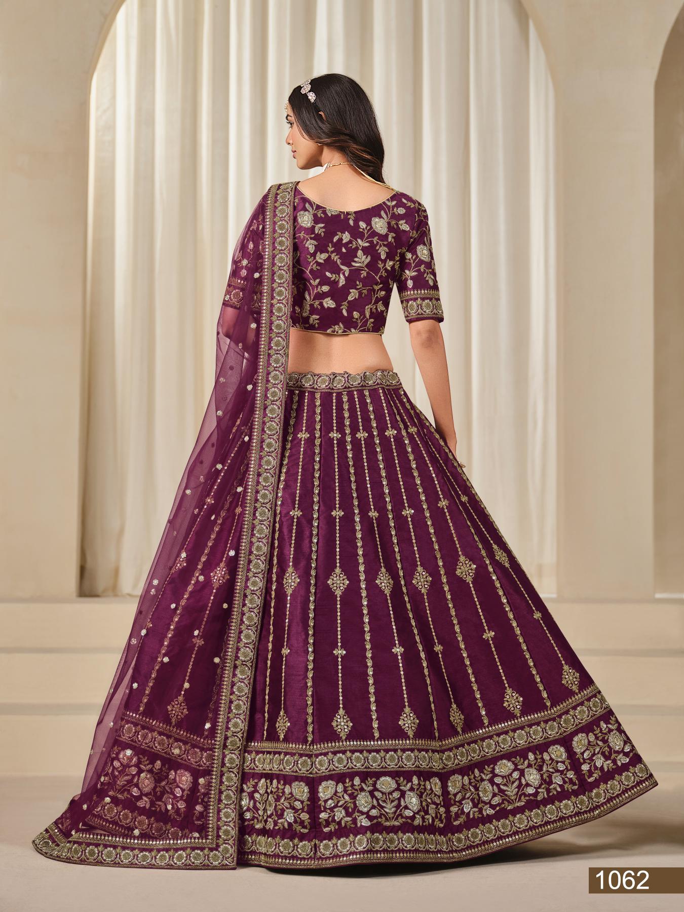 Anaita Purple Embroidered Heavy Art Silk Designer Lehenga With Blouse