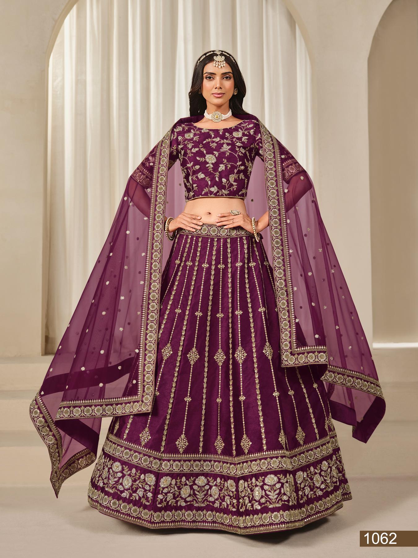Anaita Purple Embroidered Heavy Art Silk Designer Lehenga With Blouse