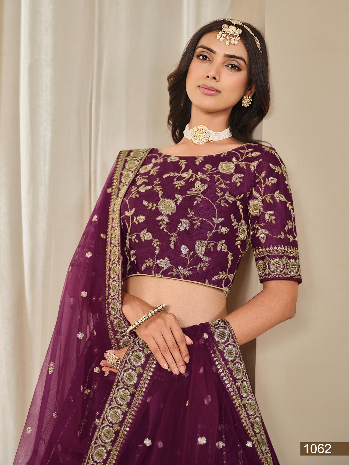 Anaita Purple Embroidered Heavy Art Silk Designer Lehenga With Blouse